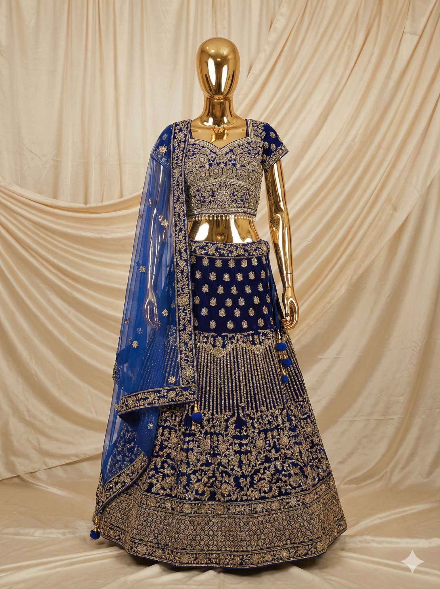 Royal Blue Handmade Lehenga Set